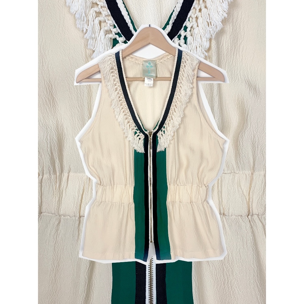 Silk zip-front tank, size M